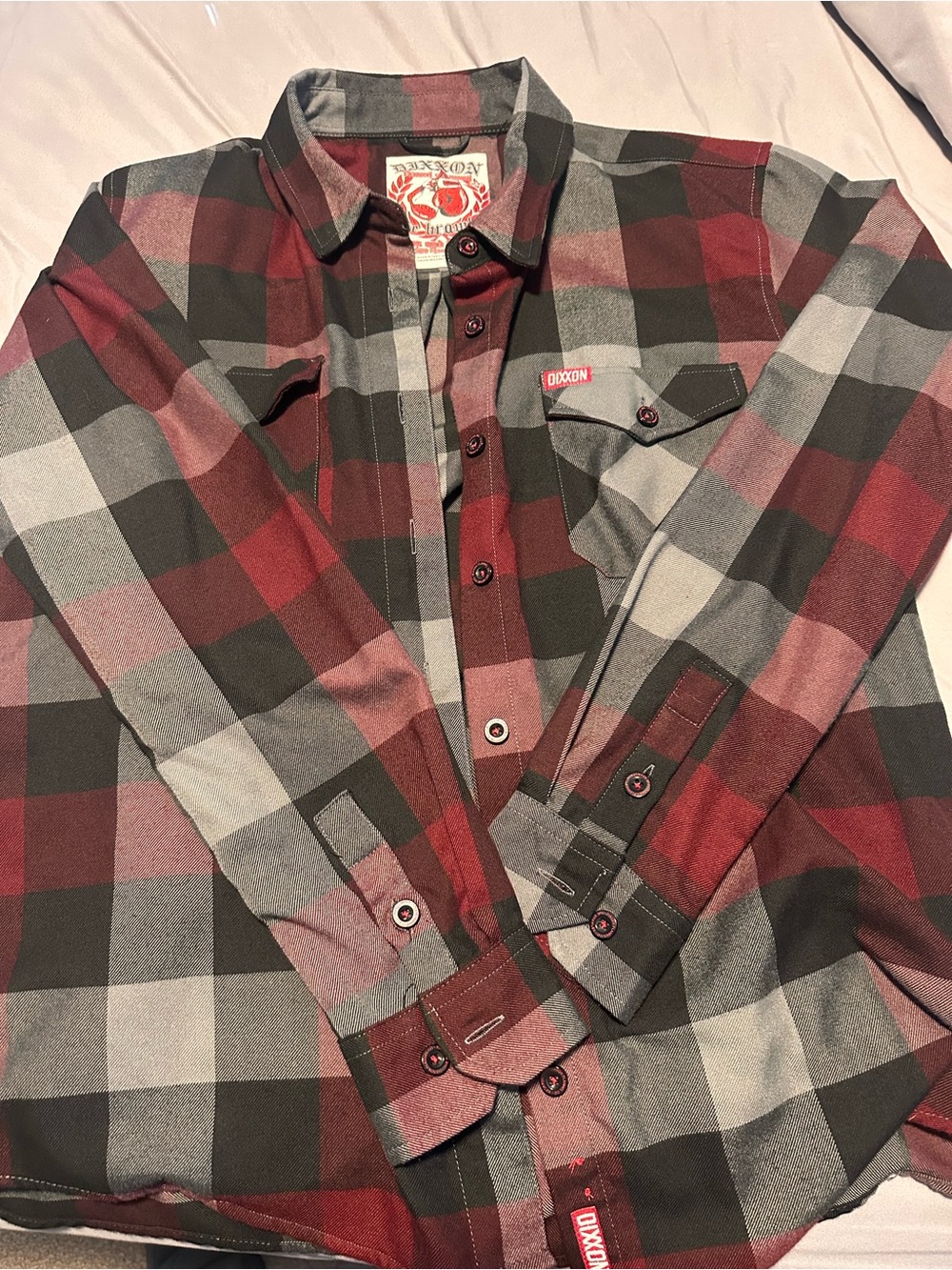 DIXXON Men's Red, Gray & Black Buffalo Plaid Button-Down Shirt